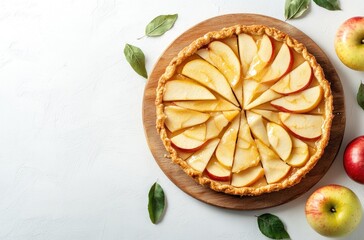 Wall Mural - Apple Tart on White Background