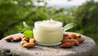 © hardvicore - Jar of almond body butter. Spa organic cosmetics. Skin care treatment product. Organic beauty product