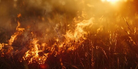 Wall Mural - Field Grass Burning