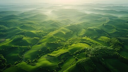 Sticker - Aerial View of Rolling Green Hills