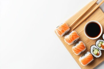 Canvas Print - Sushi Rolls on a Wooden Cutting Board