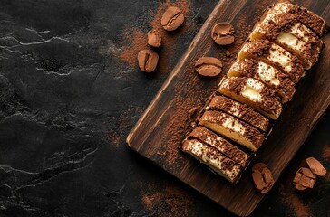 Poster - Delicious Tiramisu Dessert on Wooden Board