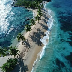 Canvas Print - Aerial View of a Secluded Tropical Beach