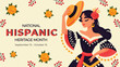 © Marina - National Hispanic Heritage Month illustration with dancing woman and flowers