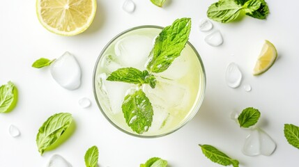 Canvas Print - Refreshing Summer Drink with Mint and Ice