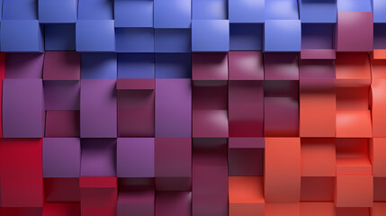 Poster - Abstract 3D Gradient Cubes with Red Blue and Purple Color Transitions