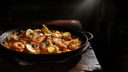 Wall Mural - Delicious Spanish Paella with Seafood