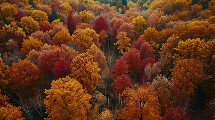 Sticker - Aerial View of Autumn Forest