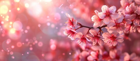 Poster - Cherry Blossom Flowers Sakura Flowering Branch Spring Background