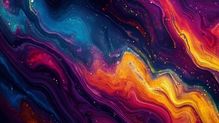 Wall Mural - colorful abstract artwork with swirling patterns and vibrant hues of blue, orange, and purple, creat