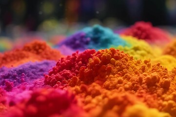 Wall Mural - Explosion of colored powder on black background. Freeze motion colorful dust particles. Colorful Holi paint powder explosion on black background. Banner. Panorama