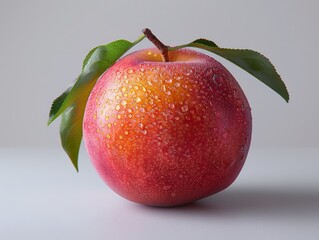 Wall Mural - red apple with leaf