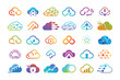 © Dominance - Set of cloud tech logo. Cloud hosting logo design.