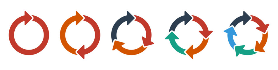 Leinwandbilder - Circle arrows icon vector diagram infographic set. Sync repeat and reload arrow icon, rotate arrow symbol, Vector illustration	