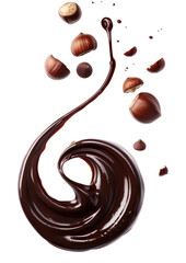 Poster - Falling melted chocolate spiral with dripping on white background