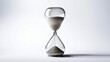 © Rayan Heaven - Hourglass on a white background. Close-up of an hourglass with sand and copy space on a light background. Sands of Time. Hourglass. Flow of Time. Hourglass. Time concept