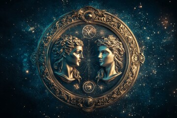 astrological photography captivating representation of the gemini zodiac sign in zodiac series