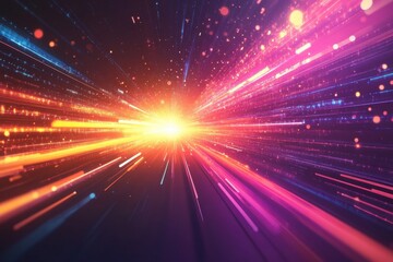 Wall Mural - a colorful, bright light that is shooting out from the center of the image