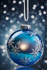 Wall Mural - Christmas design ornament with frozen snowflakes and yellow round bokeh lights wallpaper