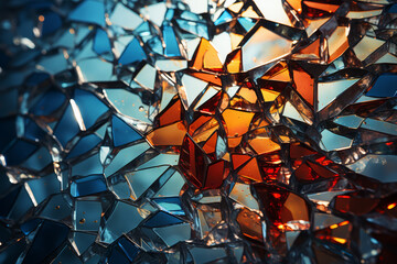 Wall Mural - a shattered mirror reflecting multiple perspectives. concept of fractured identity. generative ai.