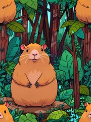 Canvas Print - Cute Guinea Pig in the Forest