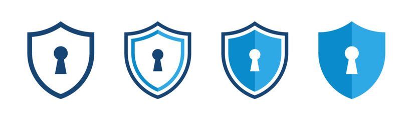 Wall Mural - shield with keyhole icon set