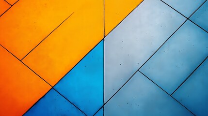 Wall Mural - Abstract geometric pattern in blue, orange, and gray.