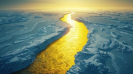 Sticker - Golden River Through a Glacial Landscape