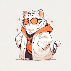 Poster - Cute Tiger Wearing Glasses and a Hoodie