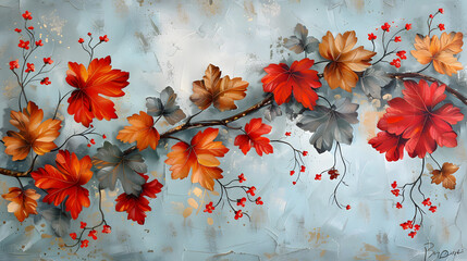 Autumn scene. autumn oak leaves,