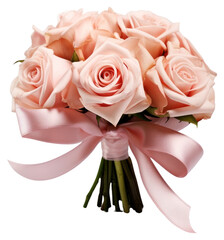 Poster - PNG  Elegant pink rose bouquet ribbon