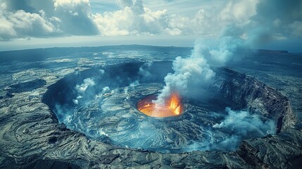 Wall Mural - Volcanic Eruption Aerial View