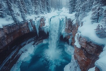 Wall Mural - Frozen Waterfall in Winter Wonderland