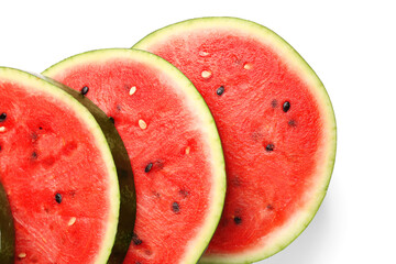 Wall Mural - Pieces of fresh watermelon on white background