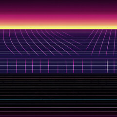 Poster - Retro 80's Grids and Lasers Seamless Pattern Texture