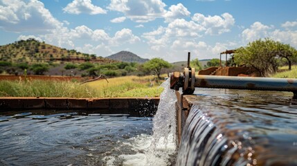 Water Flowing from a Pipe into a Water Tank