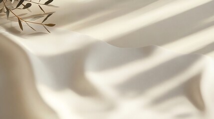 Wall Mural - White Fabric Draped with Branch and Sunlight Shadows