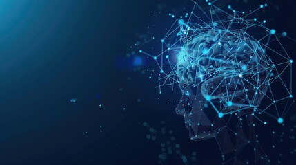 Wall Mural - abstract brain and network - ai and technology concept