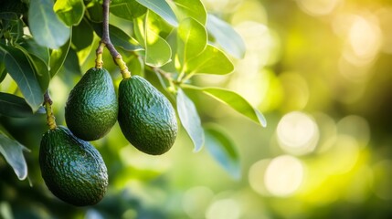 Poster - Fresh Avocados on Tree