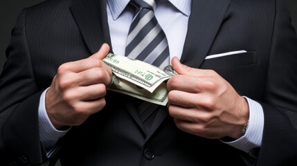 Businessman Hiding Cash