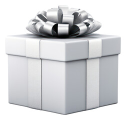 Canvas Print - PNG Silver present box white gift white background.