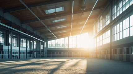 Serene Industrial Interior with Sunlight