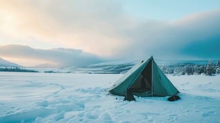 Canvas Print - Winter Camping in a Mountain Landscape