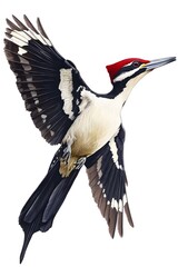 Wall Mural - Ivory Woodpecker Flying on White Background, Wallpaper, Cover and Screen for Smartphone, PC, Laptop, 9:16 and 16:9 Format