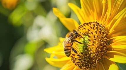 Wall Mural - Bee on Sunflower