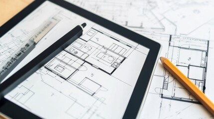 Architectural Plans on Digital Tablet