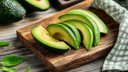 fresh avocado slices on a cutting board, rich in healthy fats for brain health