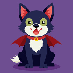 Canvas Print - halloween cute  vampire dog vector illustration