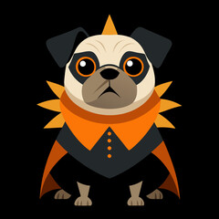 Wall Mural - halloween pug face with costume vector illustration