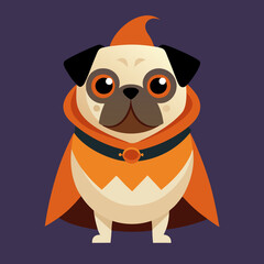 Wall Mural - halloween pug face with costume vector illustration